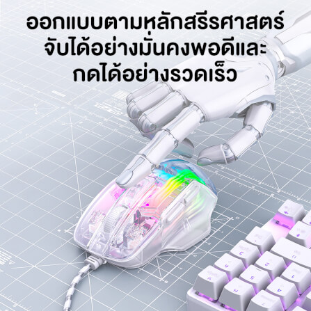 เมาส์เกมมิ่ง ONIKUMA CW923 WIRED ESPORT GAMING MOUSE - โปร่งใส_9